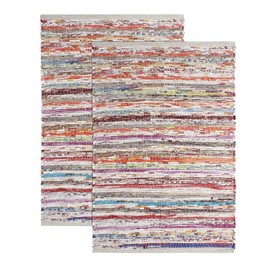 COTTON CRAFT Cotton Chindi Rag Rug - Boho Farmhouse Rustic Area Accent Throw Rug - Handwoven Reversible Natural Recycled Yarn Carpet - Living Room Kitchen Entrance Home Gift - 20 x 32 in - Multi Color