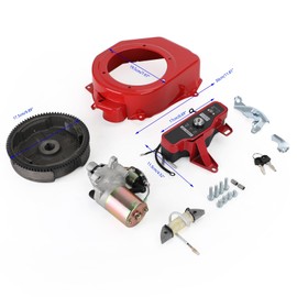 Topteng Electric Start Kit Starter Motor Ignition Fan Cover Key Switch Box with Keys Charging Coil Flywheel Kit for Honda GX160 GX200 + More 2~3KW 5.5HP 6.5HP 4 Stroke Engines
