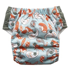 Hybrid Cloth Diaper - Reusable Training Pants, Swim Diaper, Special Needs Briefs, Fits from Baby up to 10 Years (Size 2, Little Fox)