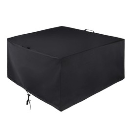 Unicook Square Fire Pit Cover 38 Inch, Heavy Duty Waterproof Fire Table Cover, Outdoor Firepit Cover with Drawstring and Handles, Fade Resistant Material, All Weather Protection, Black