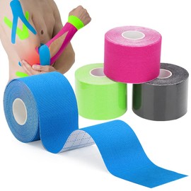 Kinesiotapes 4 Rolls Kinesiology Tape 5 m x 5 cm Elastic Kinesiology Tapes Skin-Friendly & Waterproof Kinesiology Tapes Suitable for All Sports, Knee, Shoulder and Elbow, Sports Tapes Kinesiotape