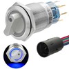 ZJWZJH 3 Position Rotary Switch 19mm 3/4" Blue LED Light