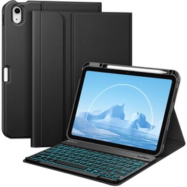FINTIE Backlit Keyboard Case for iPad (A16) 11th Generation 11 Inch 2025, iPad 10th Generation 10.9 Inch 2022 - Soft TPU Cover with 7 Color Backlight Detachable Bluetooth Keyboard, Black