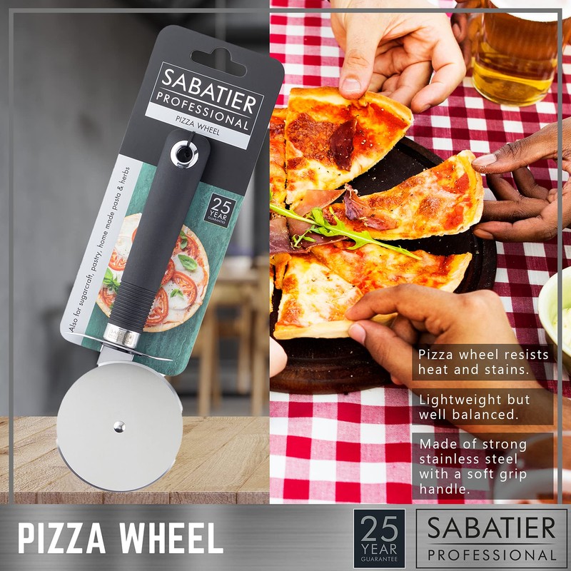 Sabatier Professional Pizza Cutter Wheel - Stainless Steel Construction. Dishwasher