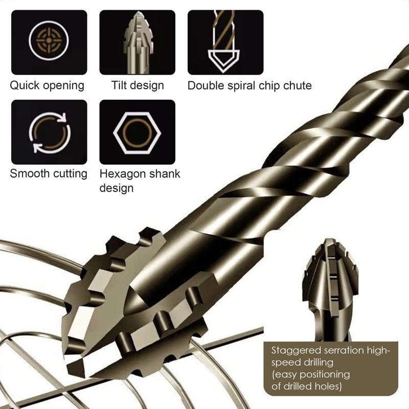 12-Piece Four Flute Sawtooth Eccentric Drill Bit Serrated Eccentric Drill