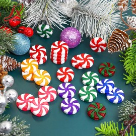 100pcs Christmas Candy Cane Peppermint Ornaments for Christmas Tree Fake Candy Decorations Winter Thanksgiving Decor Ornaments Candy Cane Craft for DIY Crafts (Christmas)