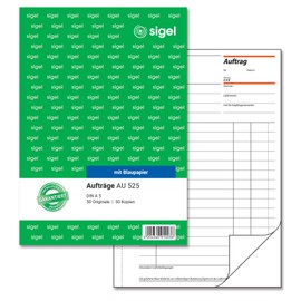 Sigel AU525 Duplicate Order Book A5 2x 50 Sheets with Carbon Paper Pack of 1