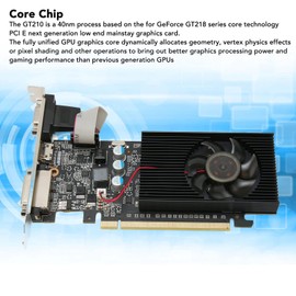 Computer Graphics Card, 1GB 64bit GDDR3 589MHz 1000MHz PCIE 2.0 Gaming Graphics Cards, with HD MI,DVI,VGA Interface, Single Cooling Fan, for DirectX10.1