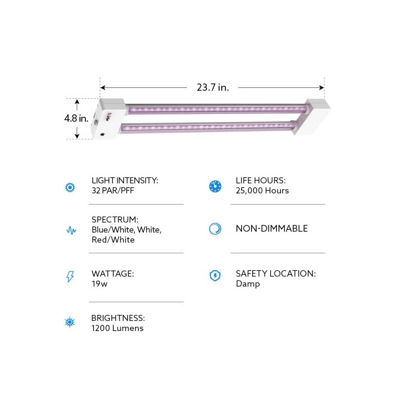 Feit Electric Grow Light 19W 2ft LED for Indoor Plants
