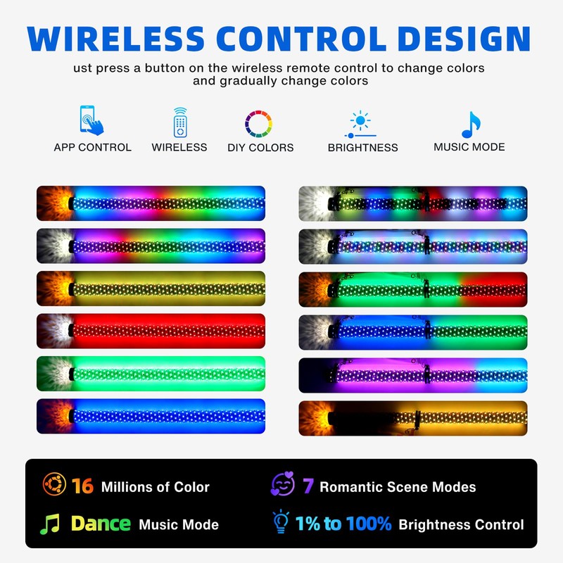 2Pack 2FT Fat Whip Lights,LED Whip Lights with Strobe Light