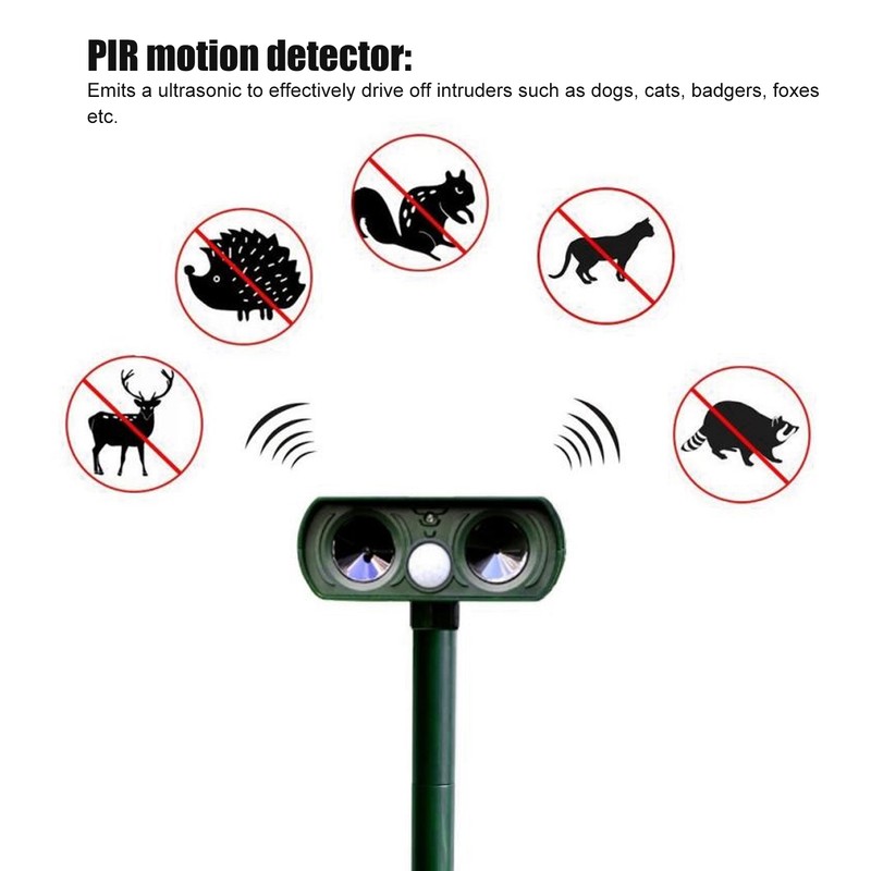 Solar Powered Ultrasonic Animal Repeller Wild Boar Cat Dog Repellent