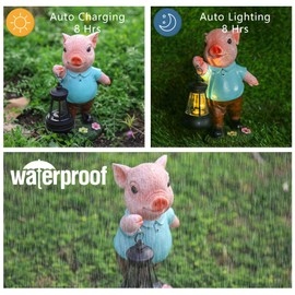 GKWRZXBK Solar Powered Garden Pig Statue - Charming Outdoor Decor Solar Lamp, Weather-Resistant, Perfect Size for Lawns & Pathways