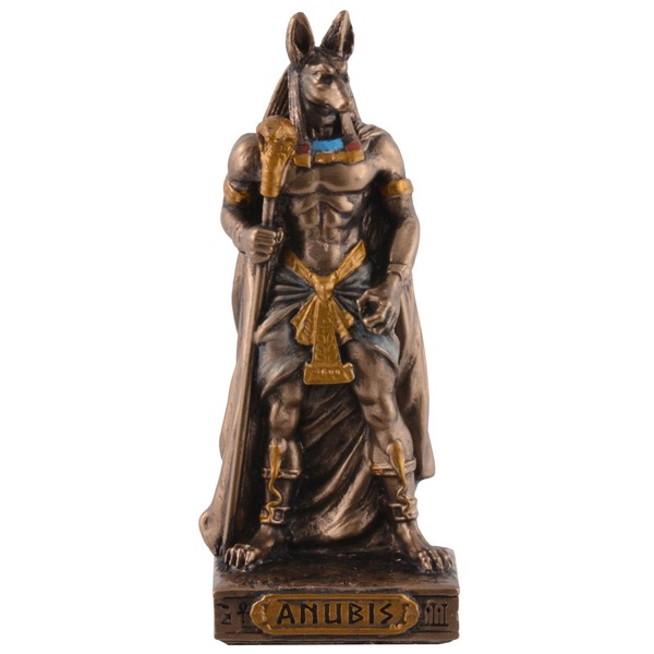 Egyptian God Anubis Miniature, Bronze/Coloured by Veronese