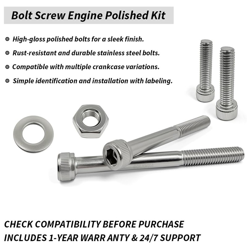 GOLKNHA 84 PCS 304 Stainless Bolt Screw Engine Polished Kit
