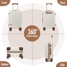 Hulsin Carry on Luggage with Spinner Wheels, 22x14x9 Airline Approved Carry-on Suitcase, Small Hardside Luggage with TSA Lock,Hard Shell Suitcase,Hard Case for Travel (White, 20-Inch)
