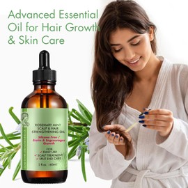 ALIVER Serum De Aceite De Romero 100% Orgánico Para El Crecimiento Del Cabello, Fortalece El Cabello, Nutre El Cuero Cabelludo, Cuidado De La Piel, 2.02 Fl Oz