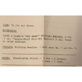 mail order 5631 Vintage EASY KNIT BAKER'S CAP  PATTERN TO KNIT (Repro)