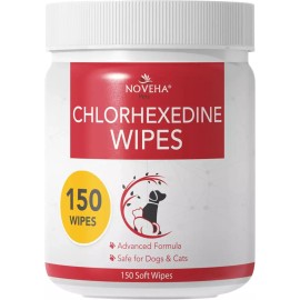 NOVEHA 반려동물 물티슈 - 얼굴 및 손가락 주름 겨드랑이용 3인치 x 2인치 크기(150개) [150 Topical Wipes] NOVEHA Pet Wet Wipes - 3 Inch x 2 Inch Size for Face, Finger Wrinkles, and Armpits (150 Count) [150 Topical Wipes]