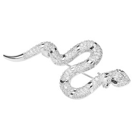 VVCome Crystal Snake Brooch Pin Vintage Suit Accessory Metal Serpent Animal Lapel Pin Banquet Badge Pins Backpack Bag Pin Hat Pins (Silver)