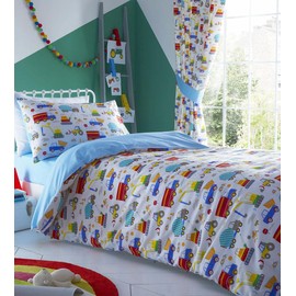 HOMEMAKER BEDDING ® Little boys bedroom digger dumper trucks tractors cranes duvet sets & curtains available (Duvet Set - Toddler/cot bed)
