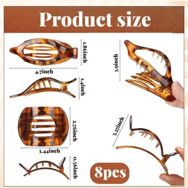 Flat Hair Claw Clips,Hair Clips Women,8 Pcs Flat Claw Clip Girls Hair Accessories,Flat Hair Clips for Thick Thin Hair