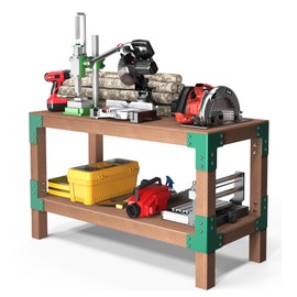 vikofan 8PCS Heavy Duty Workbench Bracket Kit – 4mm Steel Corner Brackets for 2x4 Lumber, Rust-Resistant Powder Coated, Easy DIY Assembly with Screws Included