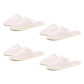 Kiuiom Spa Hotel Slippers, Guest Slippers Set, Terry Slippers 4 Pairs of Slippers Men and Women Slippers Universal Size Slippers Bath Slippers for Guests Hotels Office (Beige Fully Wrapped), NO