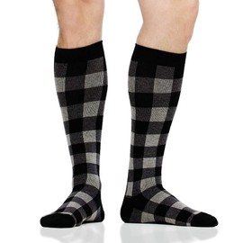 VIM & VIGR Cotton 15-20 mmHg Graduated Compression Socks for Women & Men (Heathered Grey Montana Plaid, Small/Medium (1))