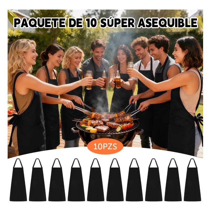 10 Pzs Mandil Delantal Para Chef Meseros Barbería Pintores