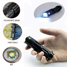 POCKETMAN Mini Torch 7W 300 Lumen Portable Mini LED Torch Adjustable Focus Zoomable Torch for Lighting (10 Packs)
