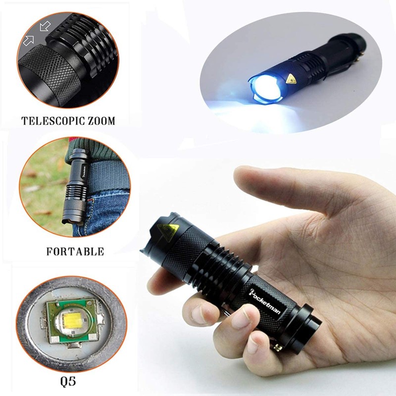 POCKETMAN Mini Torch 7W 300 Lumen Portable Mini LED Torch