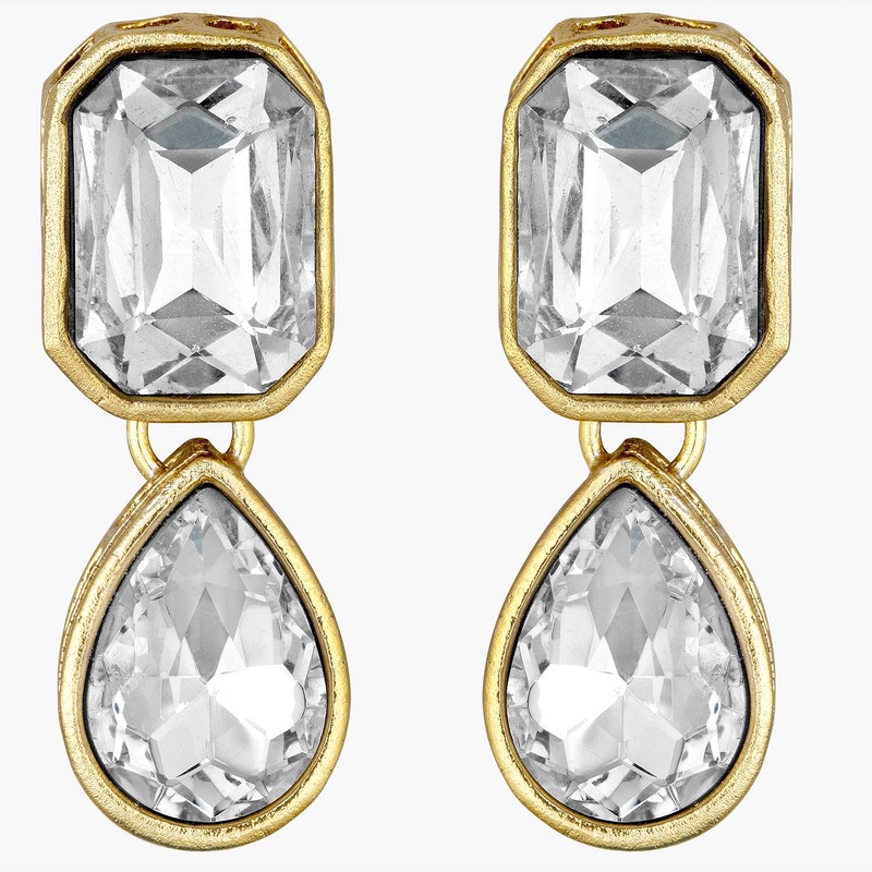 Aheli Crystal Pearl Collar de gargantilla nupcial étnica con aretes