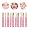 10pcs Facial Lash Shampoo Brushes Golden Tube Aluminum Acrylic Handle