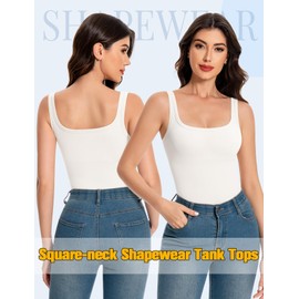 VVX Womens Square Neck Shapewear Tank Tops-Shapewear Tummy Control Tank Top Body Shaper Seamless Compression Tops（1pk White XXL）