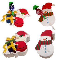 Ylapagne 100 Pcs Christmas Lollipop Paper Cards DIY Santa and Snowman Cartoon Paper Candy Holders Lollipop Candy Holder Party Supplies Decorated