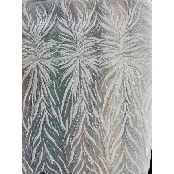 Mia Fabrics Inc. Wing Sequins Design - White - 4