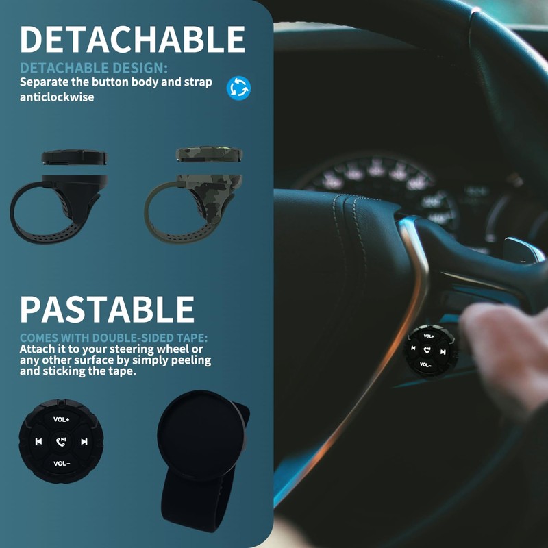 Jaesien Bluetooth Media Button Remote,Waterproof Wireless Music Controller for Car