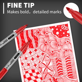 craftinova Red Permanent Marker Bulk, Fine Point Markers work on Plastic Metal Wood etc., Quick Drying,Fade Resistant,No smear, Perfect for Classroom, Home, Office, 18 Count