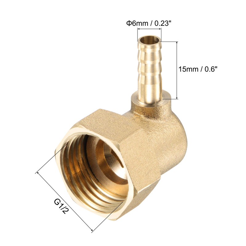 sourcing map Brass Hose Barb Fitting Elbow, 6mm Barbed x