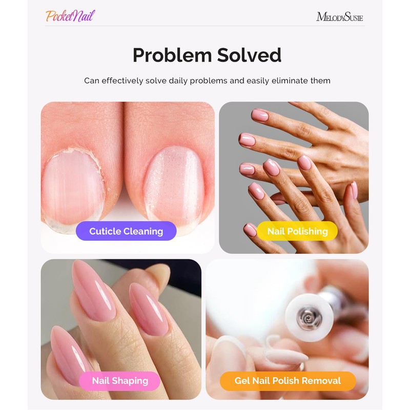 MelodySusie PocketNail Cordless Nail File, PC100GR Pen-Shaped Portable Nail Drill