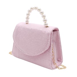 BOLLEY JOSS Kids Sequin Mini Purse Little Girls Shiny Handbag with Pearl Handle Gold Chain Cute Toddlers Crossbody Purses