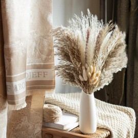 Fulolar Natural Pampas Grass Mix Bouquet, Dried Pampas Bouquet for Wedding Boho Flowers Home Table Decor Desk Decor, Rustic Farmhouse Decor