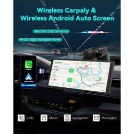 Wireless Carplay Screen for Car, 10.26" Android Auto Screen Compatible with A-pple CarPlay, 4K Front & 1080P Rear Cameras Loop Recording, FM, AUX, BT, MirrorLink, Voice Control, Navigation for iOS 10+