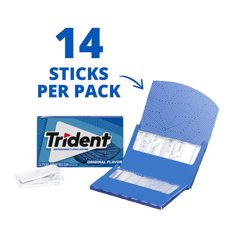 Trident Original Flavor Sugar-Free Chewing Gum, 14 Pieces (Pack of
