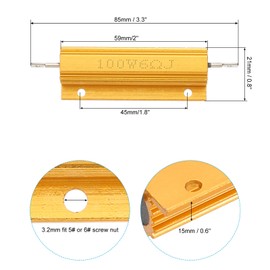 PATIKIL 100W 6 Ohm Aluminum Shell Resistor, 4 Pack Aluminum Housing Resistor Housed Case Wirewound Resistors Screw Tap Power Resistor 5% Tolerance, Golden