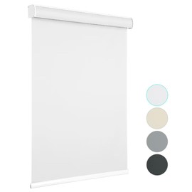 Changshade 100% Blackout Roller Shades Cordless Blinds for Windows, Free-Stop Shades, Thermal Insulated Fabric, UV Protection, Natural Woven Blinds for Home and Office,27" W*72" H,White