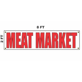2x8 Meat Market Banner Sign 24x96 for Shop Business Front