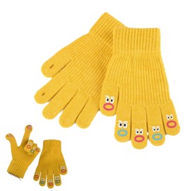 Doukesh Funny Winter Touchscreen Gloves Women, Knitted Gloves Women, Knitted Gloves Women, Warm Knitted Gloves, Winter Gloves, Winter Gloves, Knitted Warm Gloves, Yellow, yellow