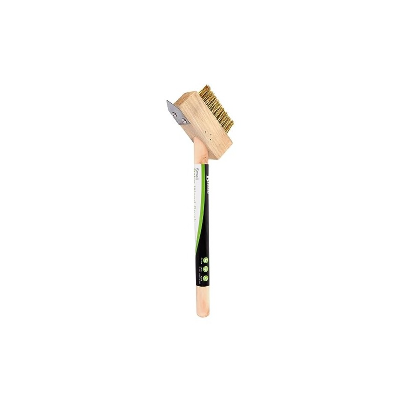 1x Brown Wooden Handle Weed Brush - Wire Garden Patio