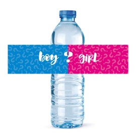 24 Gender Reveal Pink and Blue Baby Shower Party Water Bottle Labels, Wine or Bottle Stickers, Baby Shower Gender Reveal Party Decoration Supplies